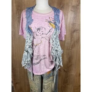 Artist Made Boho Chic Romantic Whimsical Hand Dyed Ombre' Aurora Vest Blues